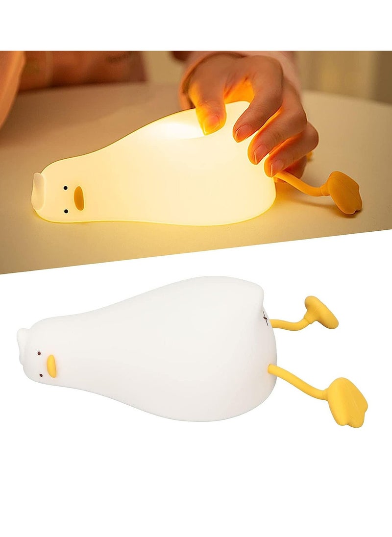 Generic - Night Light Ducky Lay Lamp Lying Flat Duck Night Light Cute Led Ducky Night Lamp 3 Brightness Ducky Lamp LED Squishy Duck Lamp Silicone Dimmable Timed - Image 1