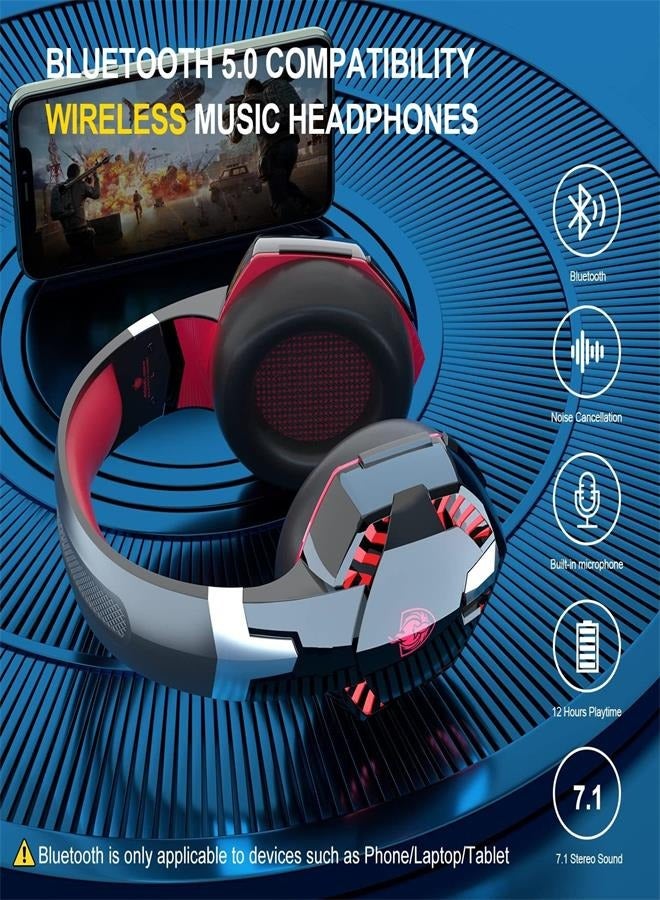 general PS4 Gaming Headset for Xbox One, PS5, PC, G2000 Wired Over Ear Headphones with Detachable Noise Cancelling Mic, Bluetooth Wireless Earphones for Phone, One-Click 7.1 Sound, Up to 12h (Red) - Image 3