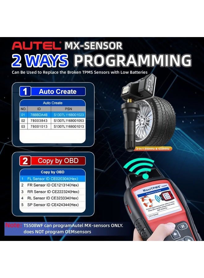 Autel MaxiTPMS TS508WF TPMS Relearn Tool, Upgrade of TS508 / TS408 TPMS Tool, Activate/Relearn All Sensors, Program Autel Sensors, TPMS Reset/Diagnosis, Read/Clear TPMS Code, Free Lifetime Update - Image 3