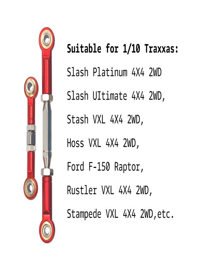 Nvwadayu Aluminum Alloy RC Turnbuckles Camber Links Upgrade Parts Fits for Traxxas 1/10 RC Slash 4x4/2WD/Hoss 4X4 VXL/2WD/Rustler 4X4 VXL/2WD/Stampede 2WD (Red) - Image 2