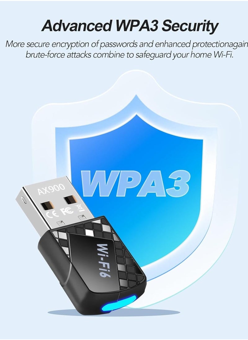 VKL - AX900Mbps USB WiFi 6 Adapter for PC 2 in 1 Bluetooth 5.4 WiFi Adapter. 2.4G/5G dual-band wireless network transceiver adapter, suitable for laptops, desktops, WPA3, supports Windows 11/10/7. - Image 1