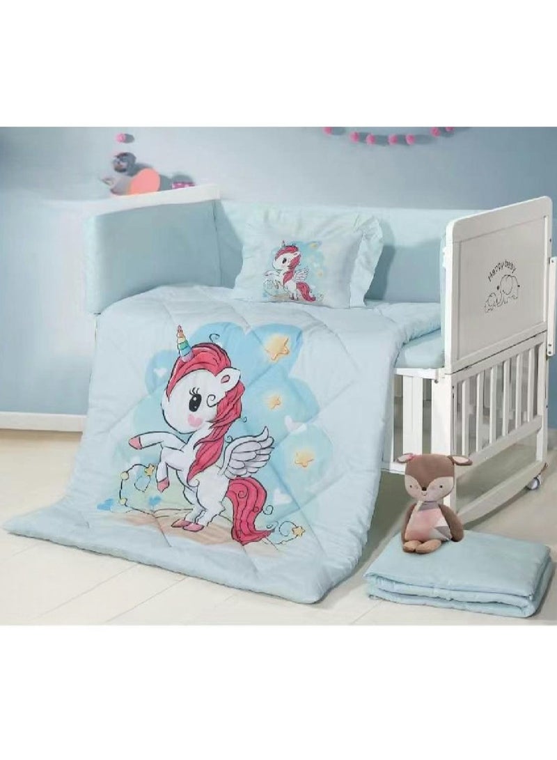 أورز مفرش سرير مواليد صيفي من الماكروفيبر مناسب لمقاس سرير 70×130 سم  من هورس مكون من 5 قطع 290غرزة - Image 2