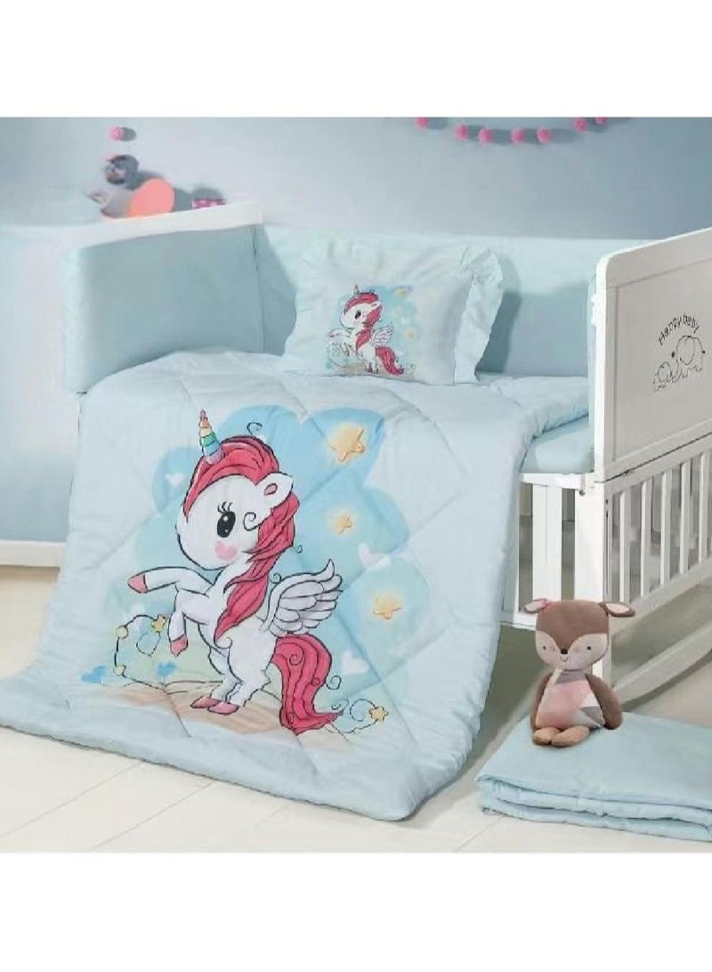 أورز مفرش سرير مواليد صيفي من الماكروفيبر مناسب لمقاس سرير 70×130 سم  من هورس مكون من 5 قطع 290غرزة - Image 1