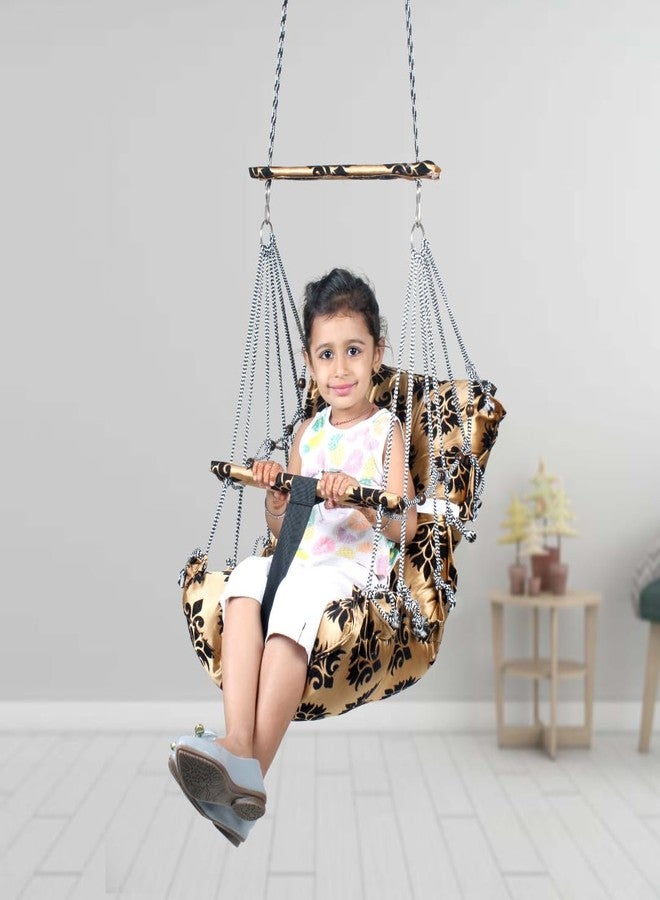 Kicchipai®Cotton Baby Swing for Kids 1-6 Years Jhula|Swings Cradle Chair|Foldable and Washable with Safety Belt|Home & Garden Jhula for Babies|Seat and Back Side 17x17 inch - Image 1