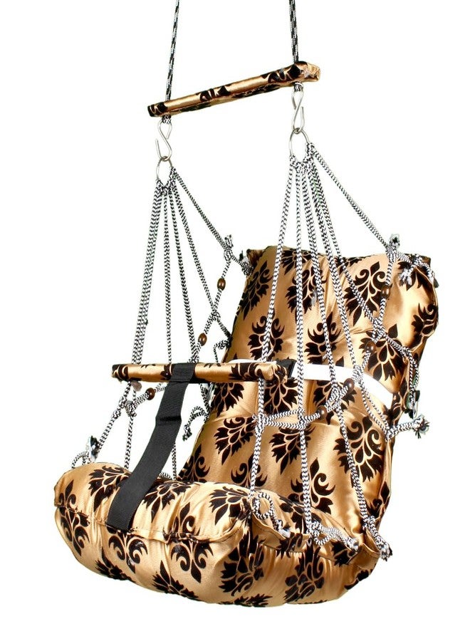 Kicchipai®Cotton Baby Swing for Kids 1-6 Years Jhula|Swings Cradle Chair|Foldable and Washable with Safety Belt|Home & Garden Jhula for Babies|Seat and Back Side 17x17 inch - Image 2