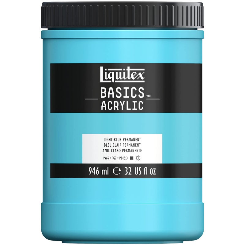 Liquitex BASICS Acrylic Paint, 946ml (32-oz) Jar, Light Blue Permanent - Image 1