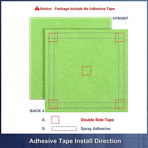 KS AUDIOSOUL ZEE Sound Proofing Studio Foam Padding High Density Polyester Fiber Acoustic Treatment, 30 * 30 * 1 cm Sound Insulation Panels Beveled Edge Tiles,Studio Home and Office. (Pack 6, Green) - Image 3