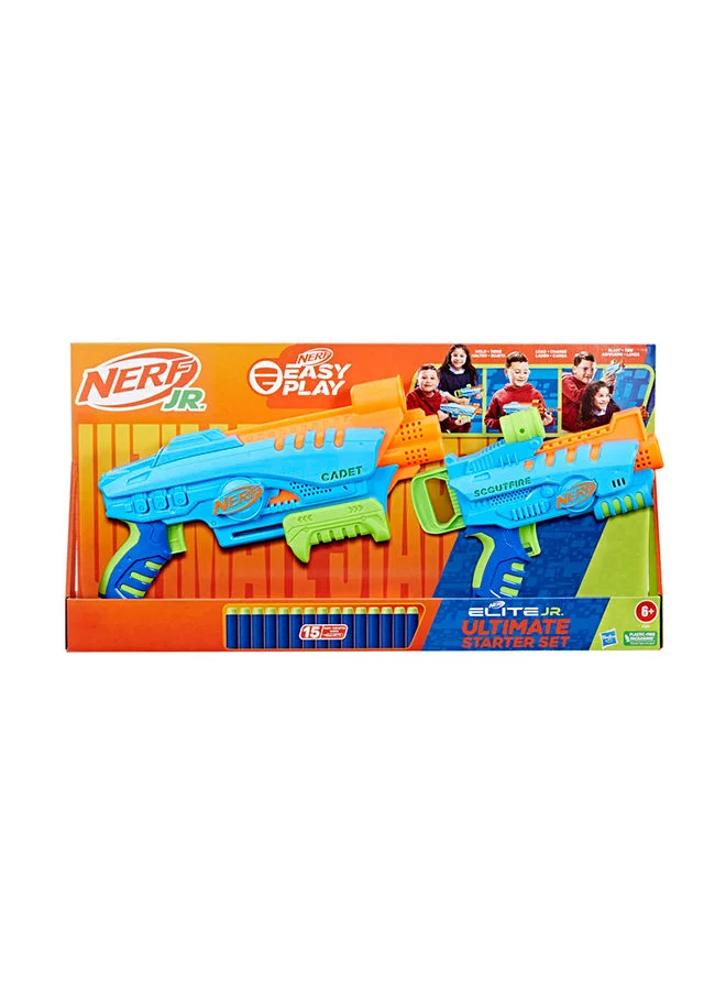 نيرف Elite Junior Ultimate Starter Set, 2 Easy Play Blasters, 15 Elite Darts, Kids Outdoor Games