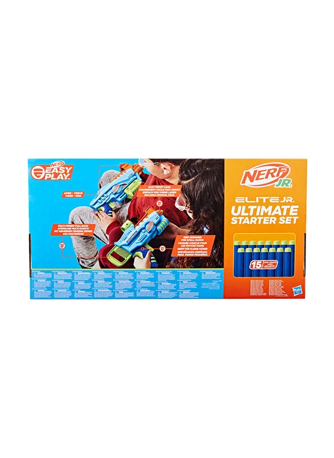 NERF Elite Junior Ultimate Starter Set, 2 Easy Play Blasters, 15 Elite Darts, Kids Outdoor Games