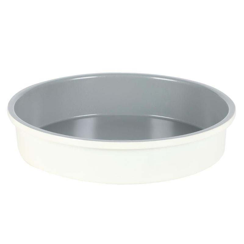 Sur La Table Kitchen Essentials Bake Sale 9 Inch PFOA, PFAS, PTFE Free Nonstick Round Cake Pan - Linen White - Image 1