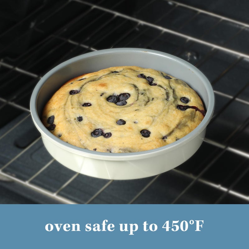 Sur La Table Kitchen Essentials Bake Sale 9 Inch PFOA, PFAS, PTFE Free Nonstick Round Cake Pan - Linen White - Image 4
