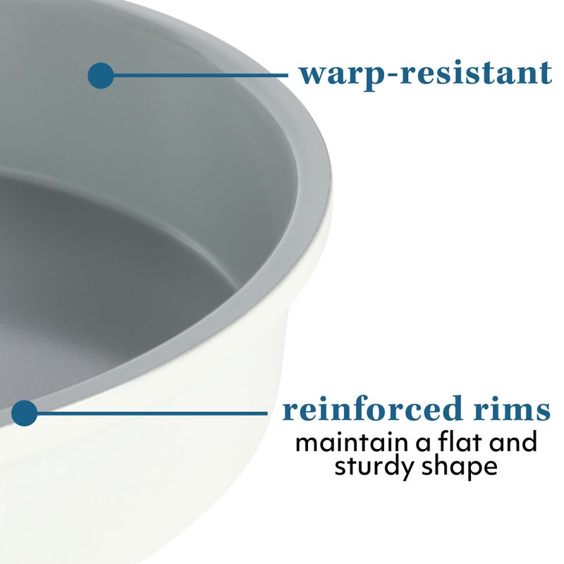 Sur La Table Kitchen Essentials Bake Sale 9 Inch PFOA, PFAS, PTFE Free Nonstick Round Cake Pan - Linen White - Image 5