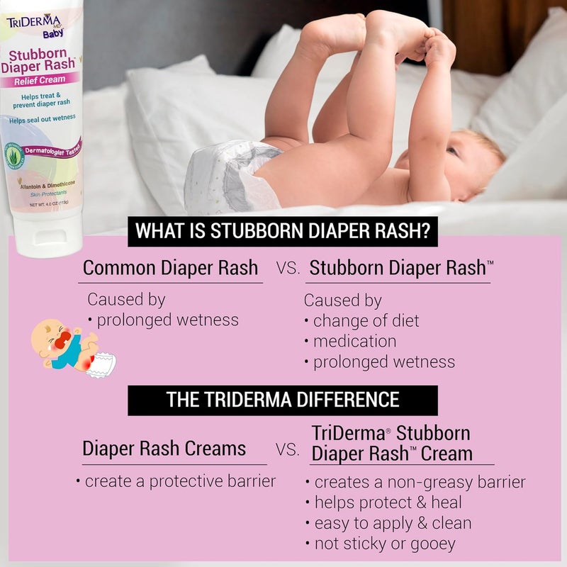 TriDerma كريم تخفيف طفح الحفاض العنيد من تريدرما 22 أونصة، مؤهل لـ FSA - Image 2