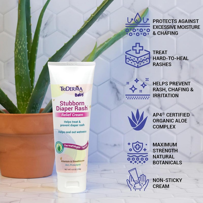 TriDerma كريم تخفيف طفح الحفاض العنيد من تريدرما 22 أونصة، مؤهل لـ FSA - Image 3