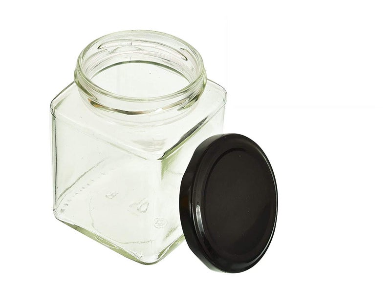 Mkd2 Rise Mkd2 Rise Square Glass Jar 250ml With Airtight Black Cap For Kitchen Storage Set of 12 - Image 4
