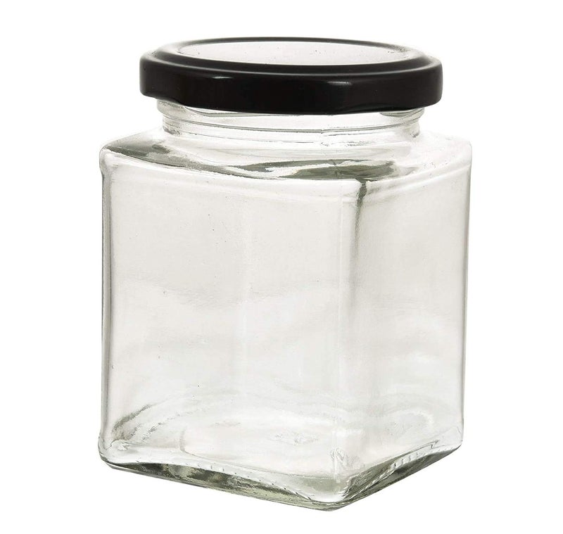 Mkd2 Rise Mkd2 Rise Square Glass Jar 250ml With Airtight Black Cap For Kitchen Storage Set of 12 - Image 2