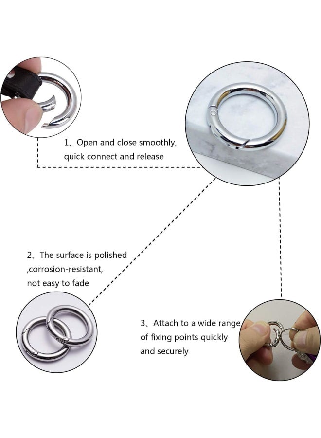 Spring O Rings, Spring Snap Clip Hooks Zinc Alloy Round Metal Split Rings Small Clamp Clasp Keyring Buckle for Bags Purses Handbag Strap Craft Jewelry Making - Image 4