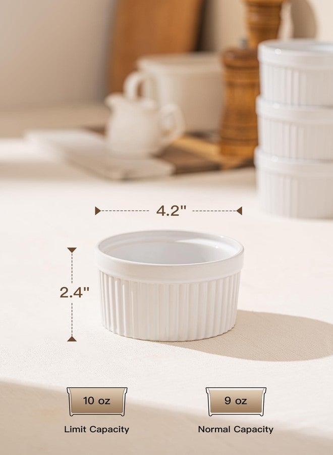 FOBENTA Ramekins 10 oz Oven Safe, Creme Brulee Souffle Dishes, Custard Cups for Baking, Ceramic Ramekin Bowls Set of 4, White - Image 2