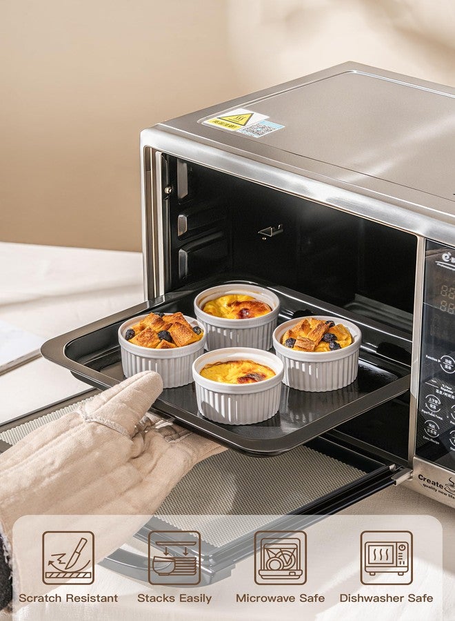 FOBENTA Ramekins 10 oz Oven Safe, Creme Brulee Souffle Dishes, Custard Cups for Baking, Ceramic Ramekin Bowls Set of 4, White - Image 5