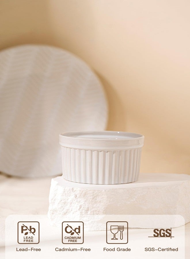 FOBENTA Ramekins 10 oz Oven Safe, Creme Brulee Souffle Dishes, Custard Cups for Baking, Ceramic Ramekin Bowls Set of 4, White - Image 3