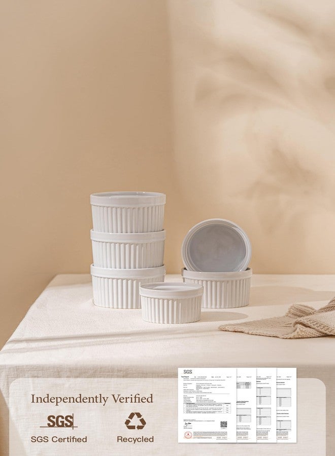 FOBENTA Ramekins 10 oz Oven Safe, Creme Brulee Souffle Dishes, Custard Cups for Baking, Ceramic Ramekin Bowls Set of 4, White - Image 4