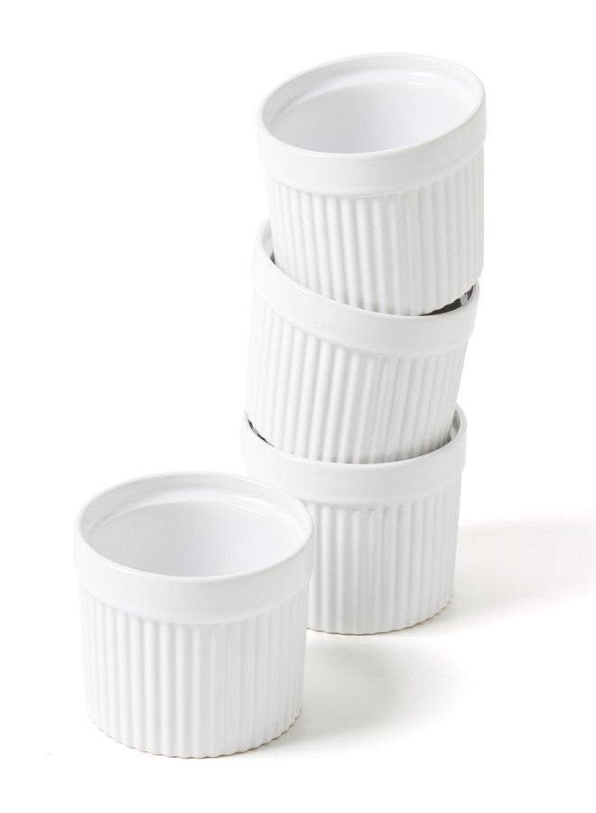 FOBENTA Ramekins 10 oz Oven Safe, Creme Brulee Souffle Dishes, Custard Cups for Baking, Ceramic Ramekin Bowls Set of 4, White - Image 1