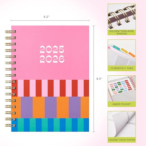 &And Per Se And Per Se Student Planner 2025-2026, Academic Planner July 2025 - June 2026, 8.5" × 6.2", Weekly & Monthly Lesson Plan for Students with Colorful Tabs & Stickers (Stripe) - Image 2