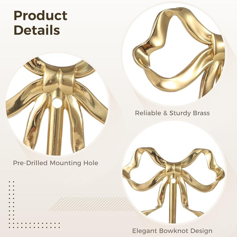 خطافات حائطية من النحاس الأصفر، حزمة من 2، علاقات ذهبية زخرفية للقبعات والمناشف والمعاطف - Image 5