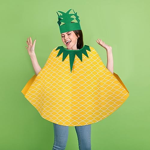 Suhine 3 Pcs Pineapple Costume for Women Pineapple Poncho Hand Bag and Headband Funny Fruit Costume for Adult Halloween Cosplay Party - Image 4