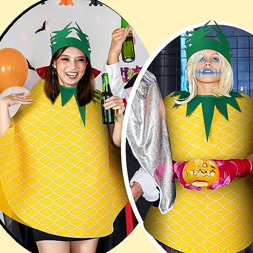 Suhine 3 Pcs Pineapple Costume for Women Pineapple Poncho Hand Bag and Headband Funny Fruit Costume for Adult Halloween Cosplay Party - Image 3