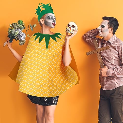 Suhine 3 Pcs Pineapple Costume for Women Pineapple Poncho Hand Bag and Headband Funny Fruit Costume for Adult Halloween Cosplay Party - Image 5