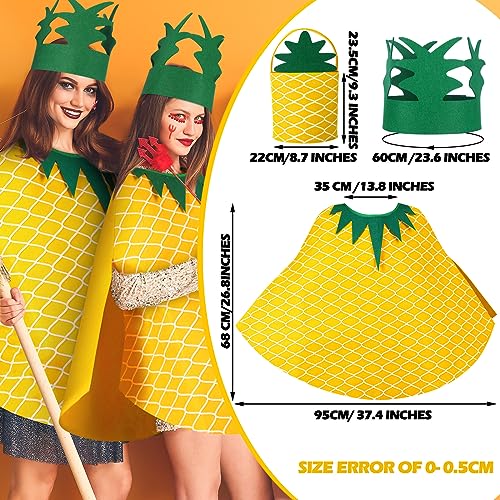 Suhine 3 Pcs Pineapple Costume for Women Pineapple Poncho Hand Bag and Headband Funny Fruit Costume for Adult Halloween Cosplay Party - Image 2