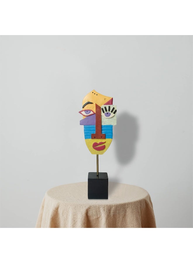 Handcrafted Resin Abstract Sculpture, African Art Tribal Face Figurine for Modern Home Decor, 13-inch - Image 3