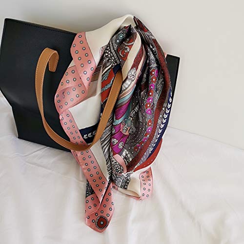 FONYVE Silk Feeling Scarf Medium Square Satin Head Wrap for Women 27.5 inches - Image 5