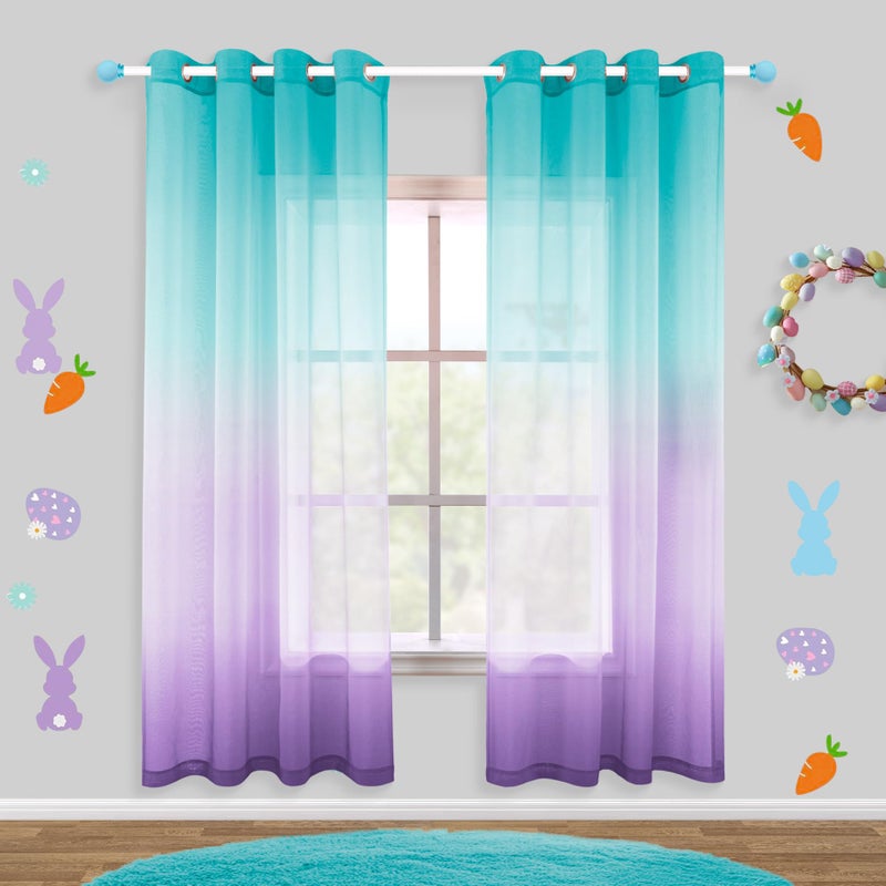 KOUFALL KOUFALL Girls Bedroom CurtainsLavender Purple and Teal Mermaid Room Decor Nursery Curtains Girl63 Inch Length 2 Panels Set 