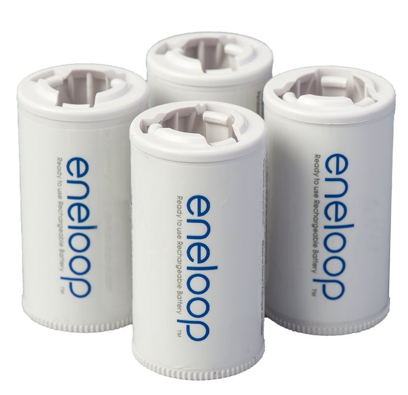 Eneloop Panasonic BQ-BS2E4SA C Size Battery Adapters for Use with Ni-MH Rechargeable AA Battery Cells, 4 Pack - Image 2