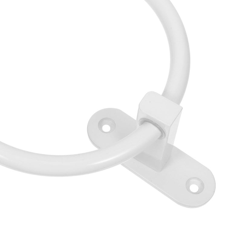 Modern Round Towel Holder Wall Mounted No Drilling Self Adhesive Aluminum Dishcloth Rack For Bathroom Kitchen White - Image 4
