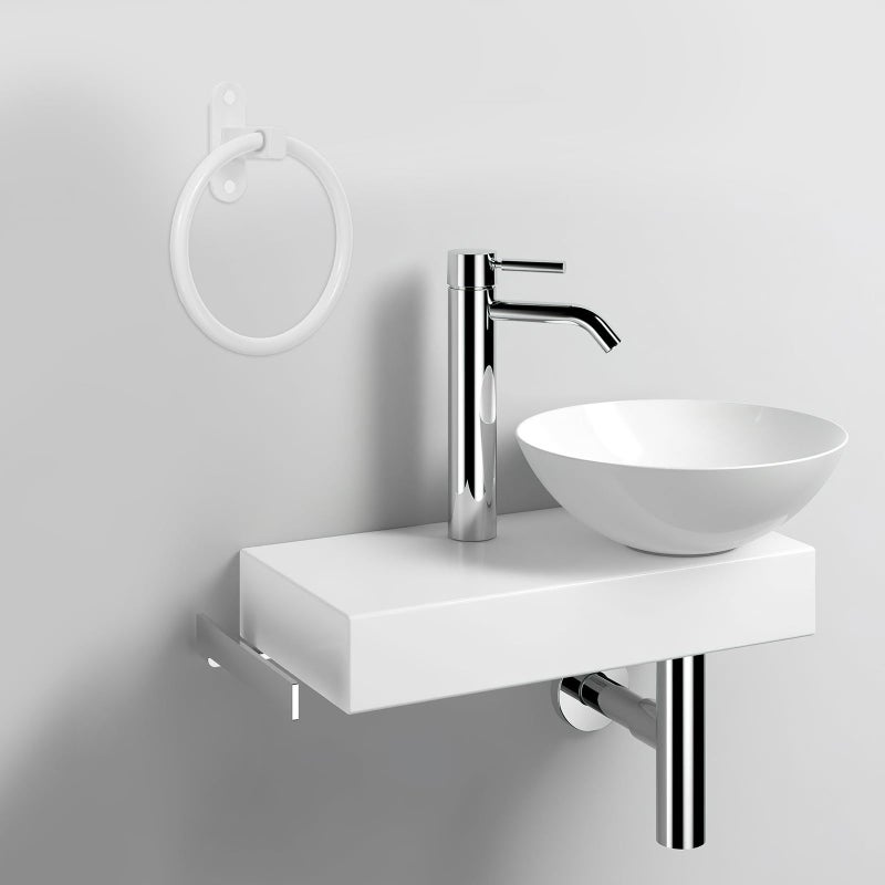Modern Round Towel Holder Wall Mounted No Drilling Self Adhesive Aluminum Dishcloth Rack For Bathroom Kitchen White - Image 5