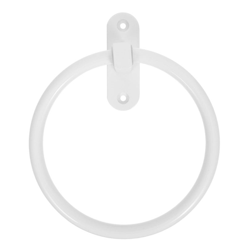Modern Round Towel Holder Wall Mounted No Drilling Self Adhesive Aluminum Dishcloth Rack For Bathroom Kitchen White - Image 2