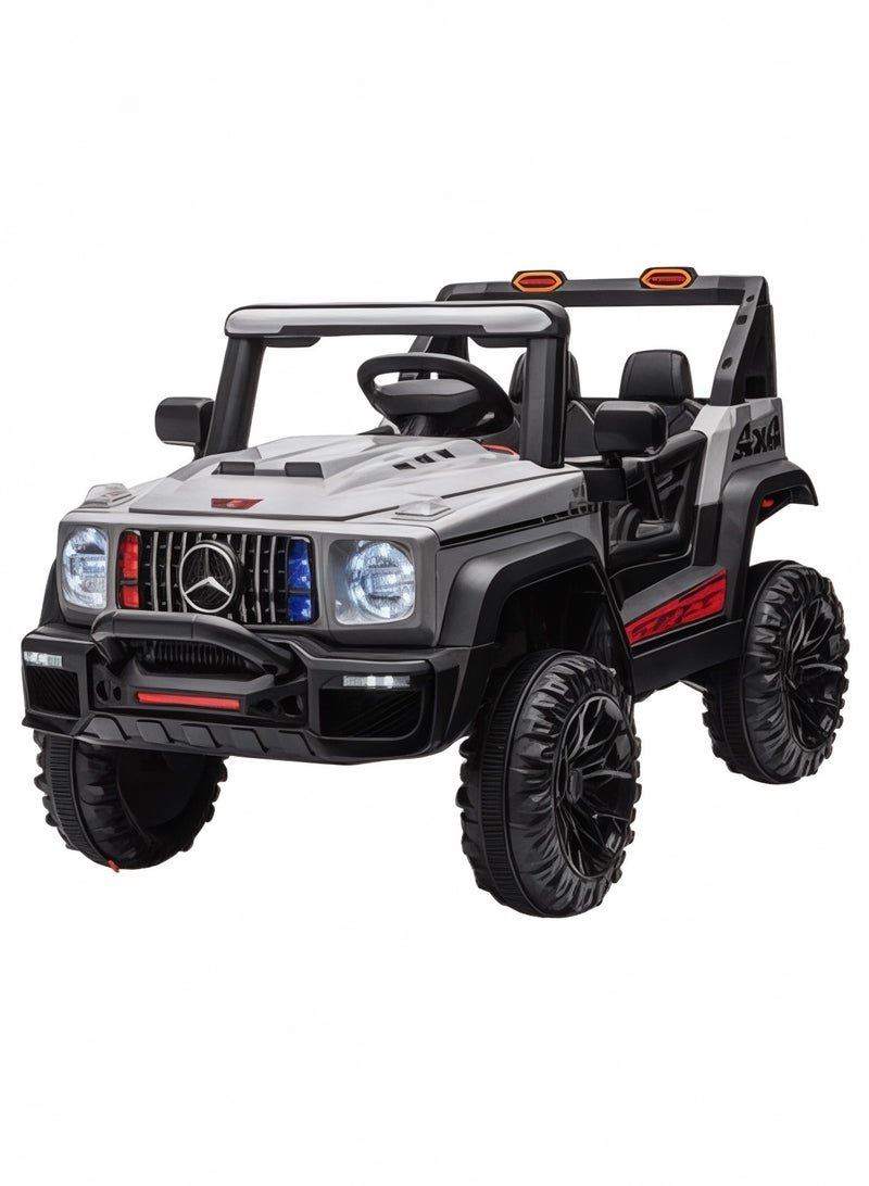 Kids Electric Jeep Car with 12V Battery and 380W Dual Motors, Remote Control, Interactive Lights with Music, Openable Doors, and Great Entertainment Features
