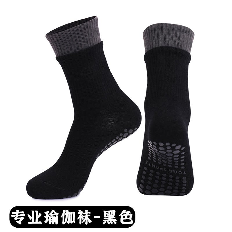 Generic Strap Yoga Socks Non-slip Professional Womens Medium Pilates Socks Short Towel Bottom Fitness Sports Floor Socks X75 black [double socks, Pilates yoga socks]]