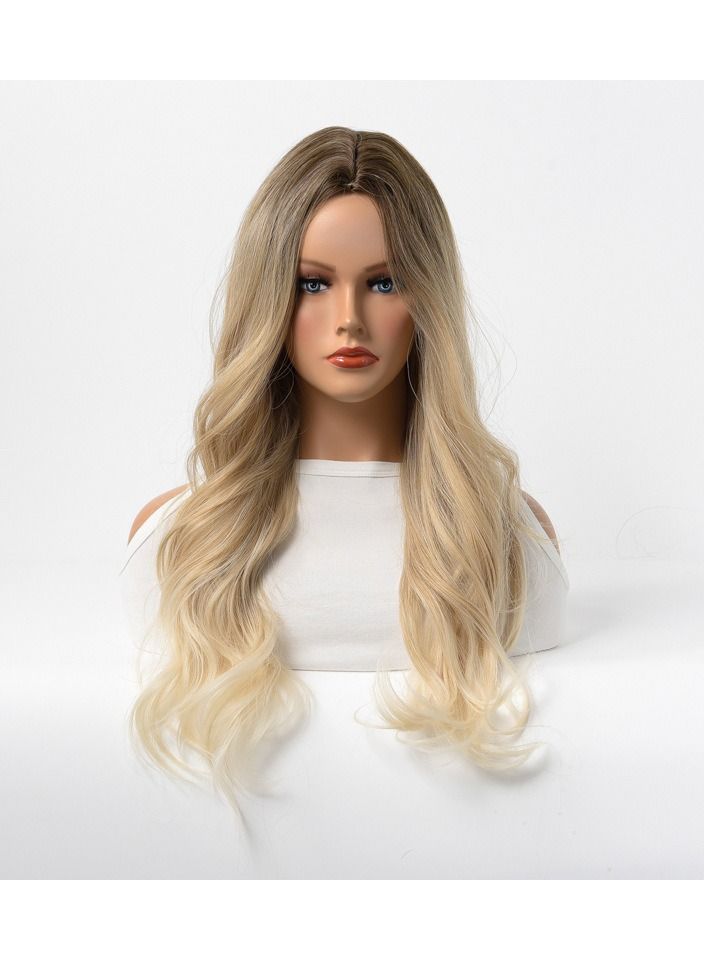 إستيل شعر مستعار نسائي طويل مجعد شعر مموج كبير متوسط ​​طويل غطاء رأس كامل ذهبي باهت - Image 1