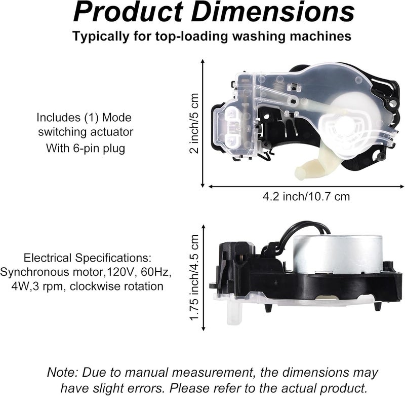 BTFO W10913953 W11481722 49TYZ-E120A1 Washing Machine Switching Actuator, Washing Machine Accessories for Maytag and Whirlpool Washing Machines Replaces W10815026 W10597177 and W10913953VP - Image 2