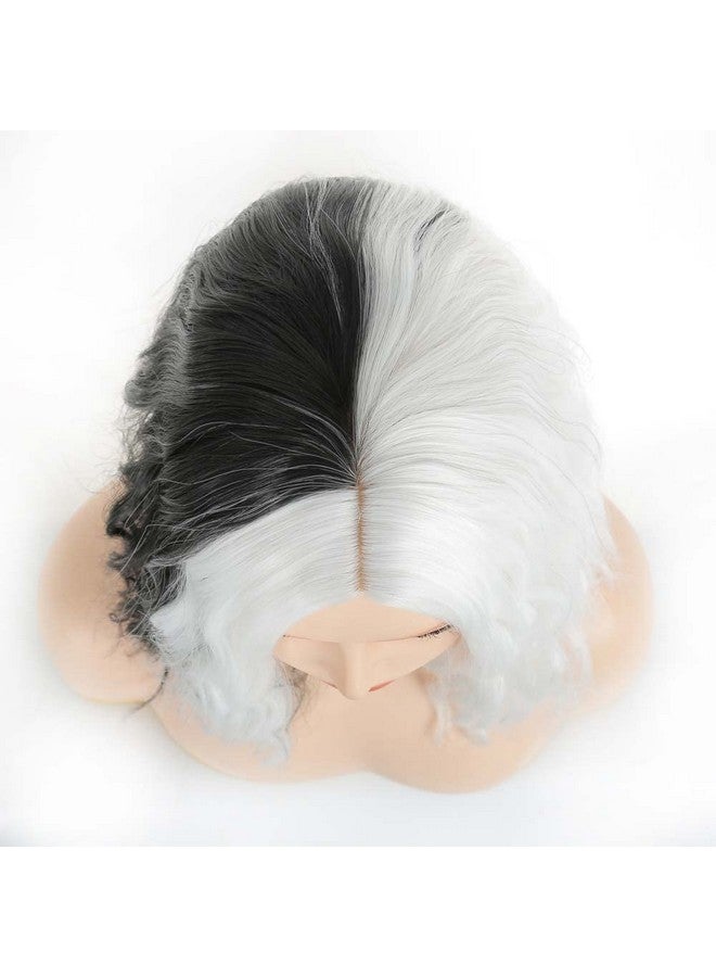 AICKER Half Black and Half White Long Curly Wavy Wig For Women Anime Cosplay Christmas Halloween Costume Daily Party Wigs (Long(Black&White)) - Image 4