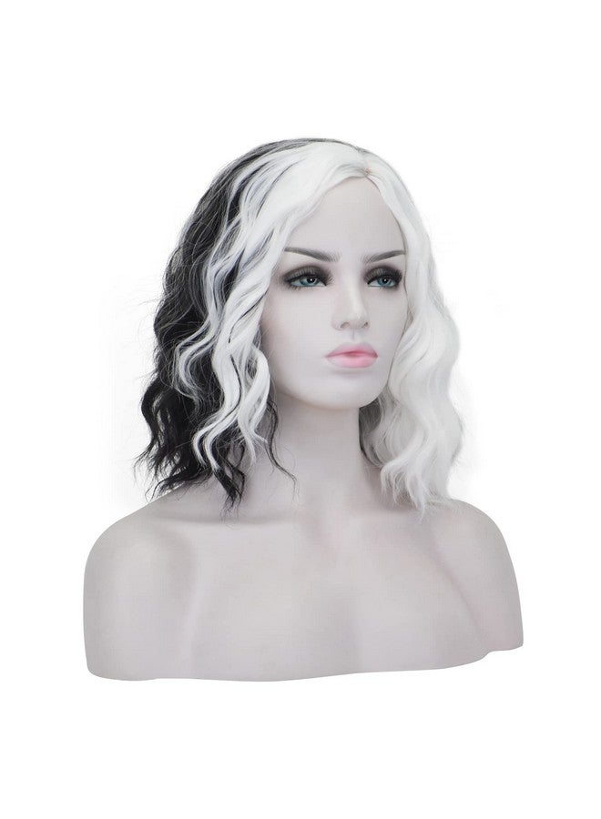 AICKER Half Black and Half White Long Curly Wavy Wig For Women Anime Cosplay Christmas Halloween Costume Daily Party Wigs (Long(Black&White)) - Image 3