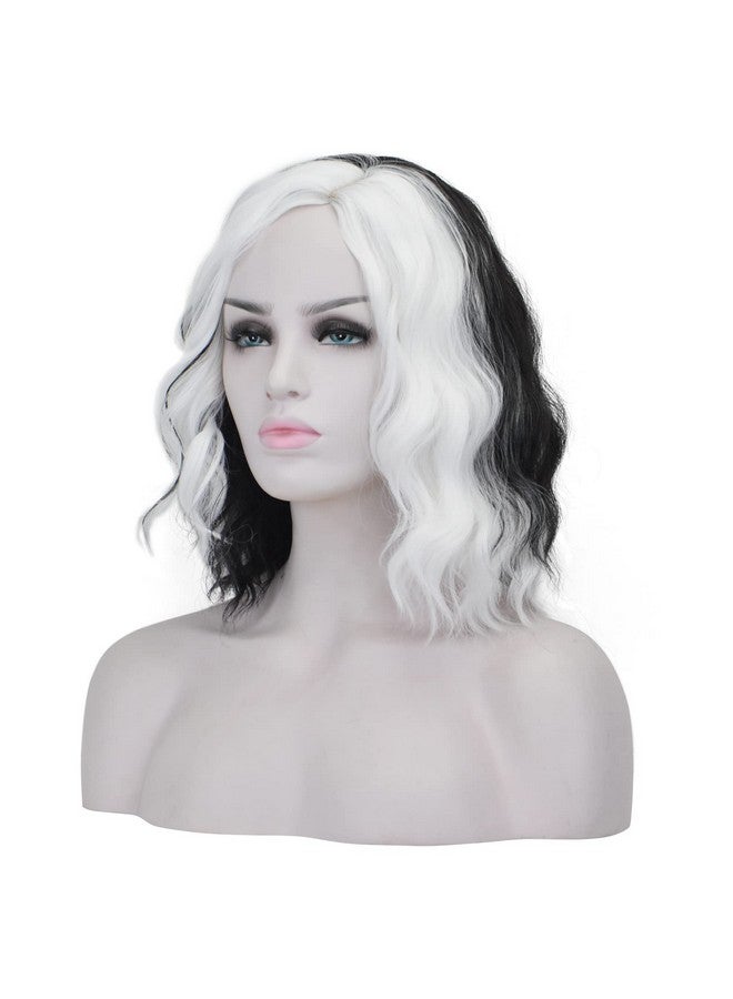 AICKER Half Black and Half White Long Curly Wavy Wig For Women Anime Cosplay Christmas Halloween Costume Daily Party Wigs (Long(Black&White)) - Image 1