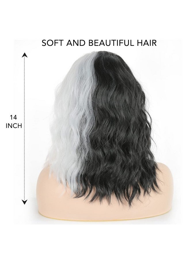 AICKER Half Black and Half White Long Curly Wavy Wig For Women Anime Cosplay Christmas Halloween Costume Daily Party Wigs (Long(Black&White)) - Image 5