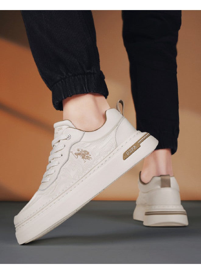 U.S. Polo Assn. White Sneakers, Autumn Breathable Casual Shoes, Lightweight Thick Sole Board Shoes, Athletic Sneakers - Image 1