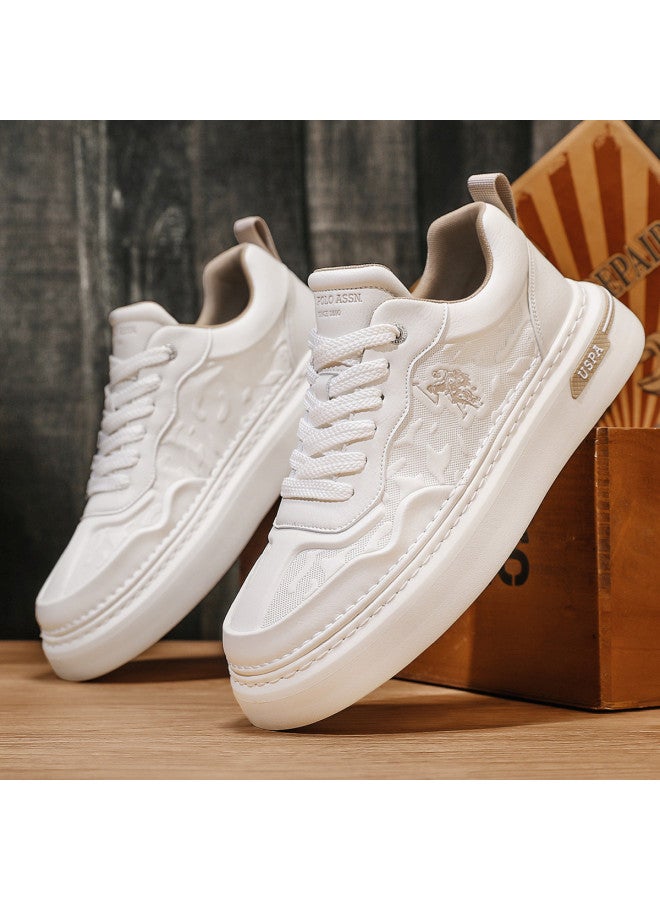 U.S. Polo Assn. White Sneakers, Autumn Breathable Casual Shoes, Lightweight Thick Sole Board Shoes, Athletic Sneakers - Image 3