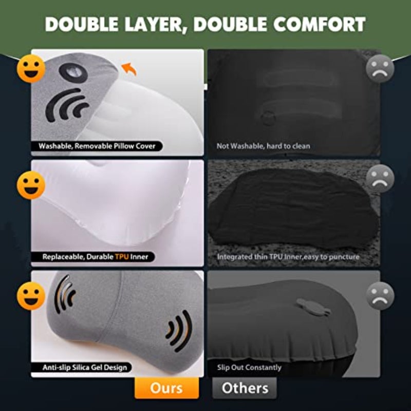 Camping Pillow Inflatable, Washable Backpacking Pillow for Sleeping, Ultralight Blow Up Pillows with Removable Cover, PortableandCompact Hiking Pillow for Beach, Travel, Outdoor - Image 4